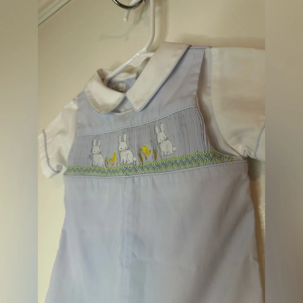 Petit Ami Baby Boys Smocked Shortall Size 3mo - Picture 4 of 6